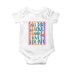 All For Love And Love For All Baby Onesie Pride Month LGBT Support TS12 White Print Your Wear