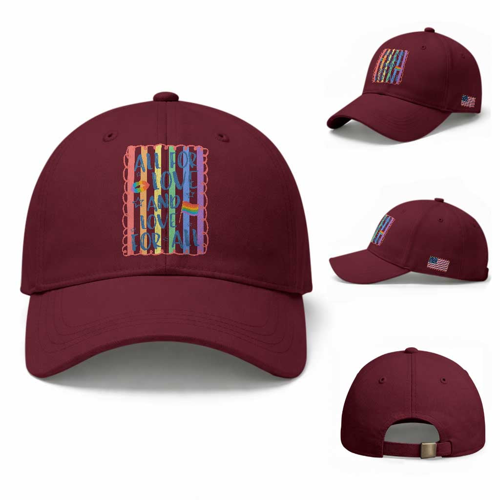 All For Love And Love For All Baseball Cap Pride Month LGBT Support