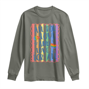 All For Love And Love For All Long Sleeve Shirt Pride Month LGBT Support TS12 Military Green Print Your Wear