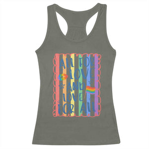 All For Love And Love For All Racerback Tank Top Pride Month LGBT Support TS12 Military Green Print Your Wear