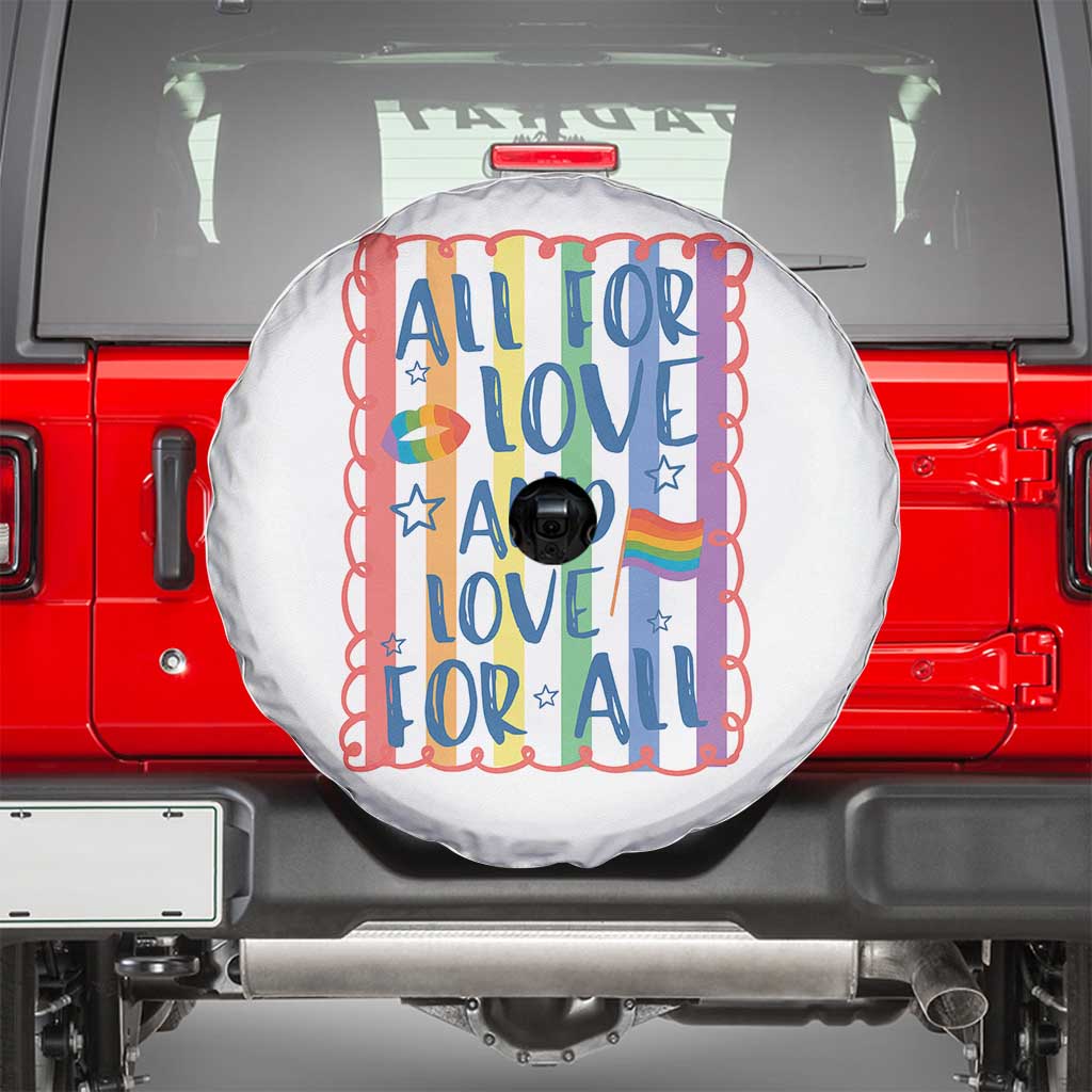 All For Love And Love For All Spare Tire Cover Pride Month LGBT Support TS12 White Print Your Wear