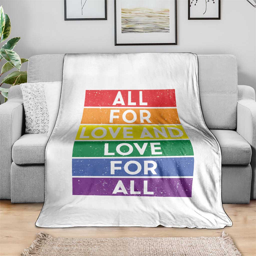 Vintage All For Love And Love For All Throw Blanket Pride Month Rainbow Graphic TS12 Print Your Wear