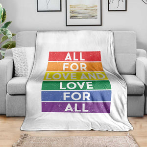 Vintage All For Love And Love For All Throw Blanket Pride Month Rainbow Graphic TS12 Print Your Wear