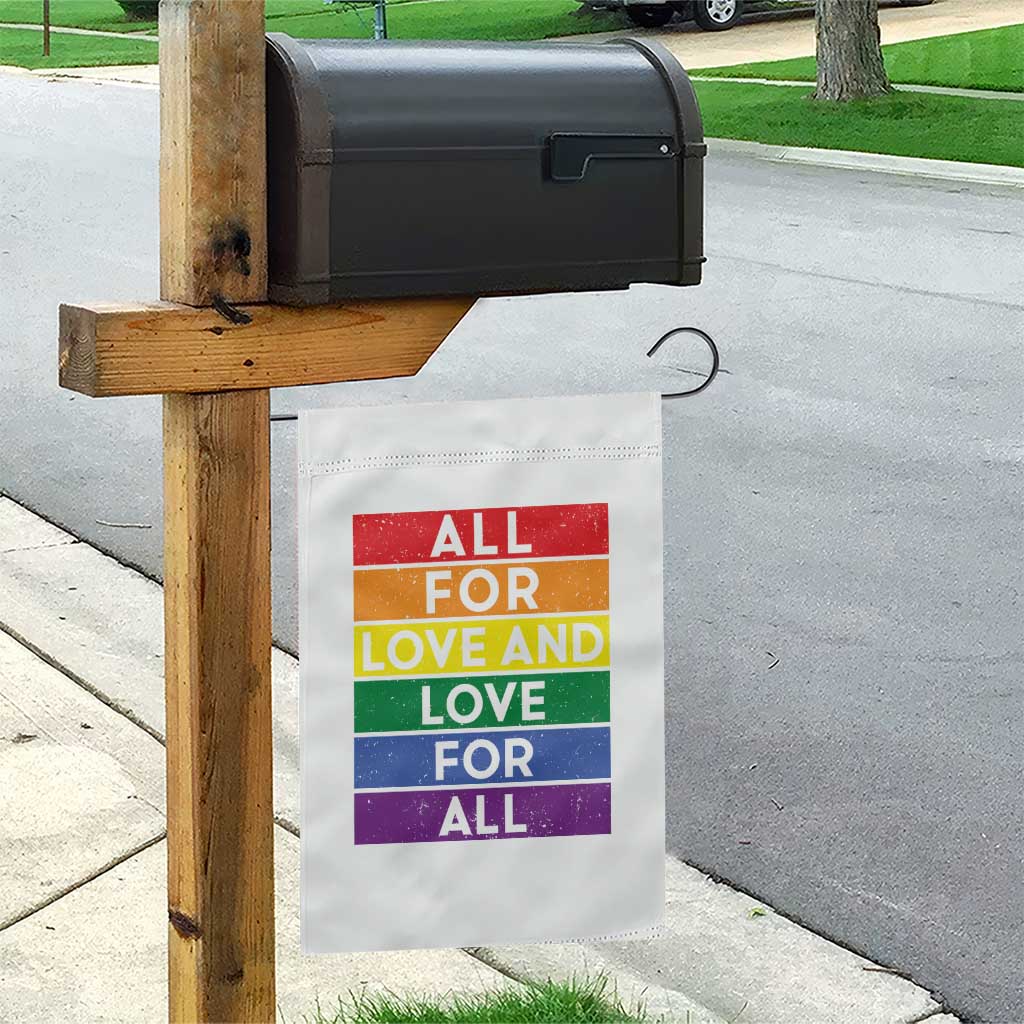 Vintage All For Love And Love For All Garden Flag Pride Month Rainbow Graphic TS12 Print Your Wear