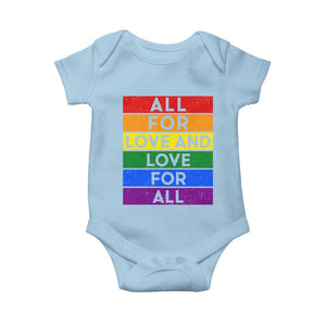 Vintage All For Love And Love For All Baby Onesie Pride Month Rainbow Graphic