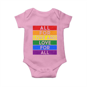 Vintage All For Love And Love For All Baby Onesie Pride Month Rainbow Graphic