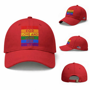 Vintage All For Love And Love For All Baseball Cap Pride Month Rainbow Graphic TS12 Baseball Cap Universal Fit Red Print Your Wear