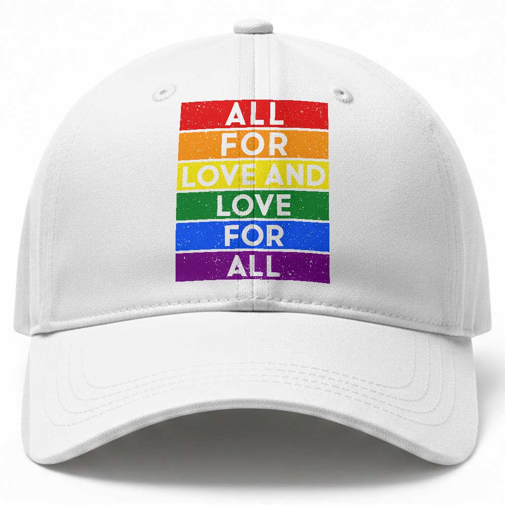 Vintage All For Love And Love For All Baseball Cap Pride Month Rainbow Graphic TS12 Print Your Wear