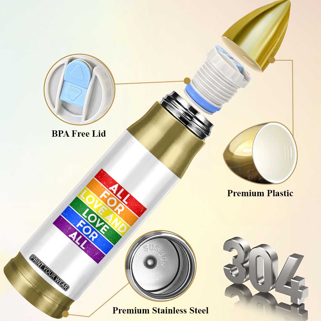 Vintage All For Love And Love For All Bullet Tumbler Pride Month Rainbow Graphic TS12 Print Your Wear