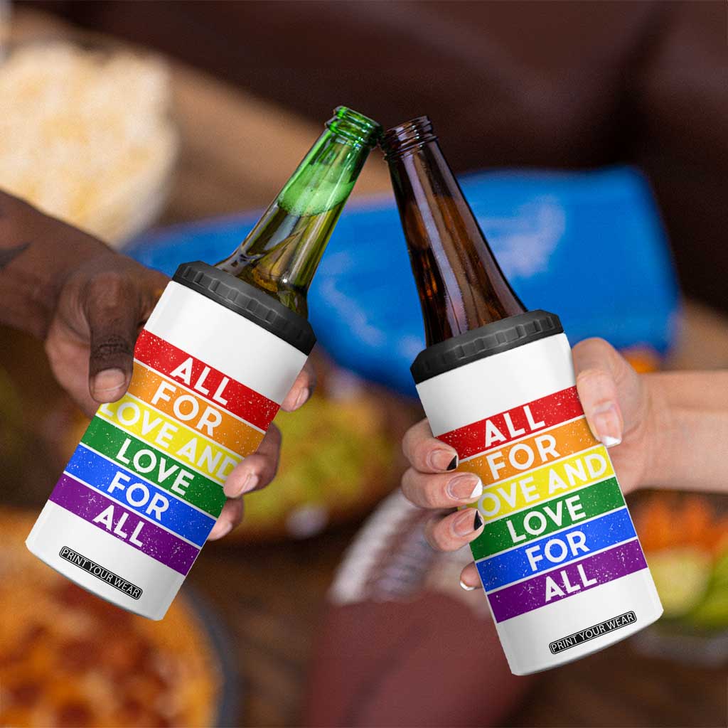 Vintage All For Love And Love For All 4 in 1 Can Cooler Tumbler Pride Month Rainbow Graphic TS12 Print Your Wear