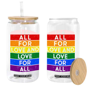 Vintage All For Love And Love For All Glass Can Pride Month Rainbow Graphic TS12 Print Your Wear