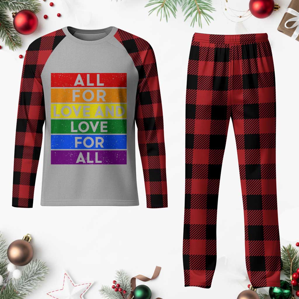 Vintage All For Love And Love For All Plaid Pajama Set Pride Month Rainbow Graphic TS12 Buffalo Plaid Print Your Wear