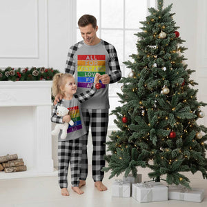 Vintage All For Love And Love For All Plaid Pajama Set Pride Month Rainbow Graphic TS12 White Plaid Print Your Wear