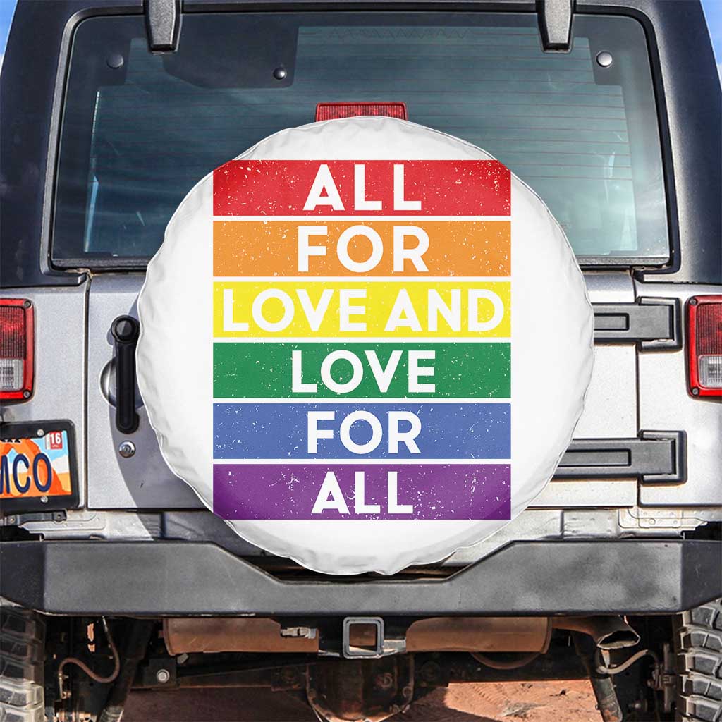 Vintage All For Love And Love For All Spare Tire Cover Pride Month Rainbow Graphic