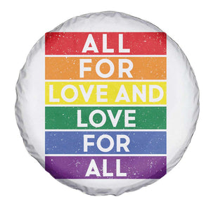 Vintage All For Love And Love For All Spare Tire Cover Pride Month Rainbow Graphic