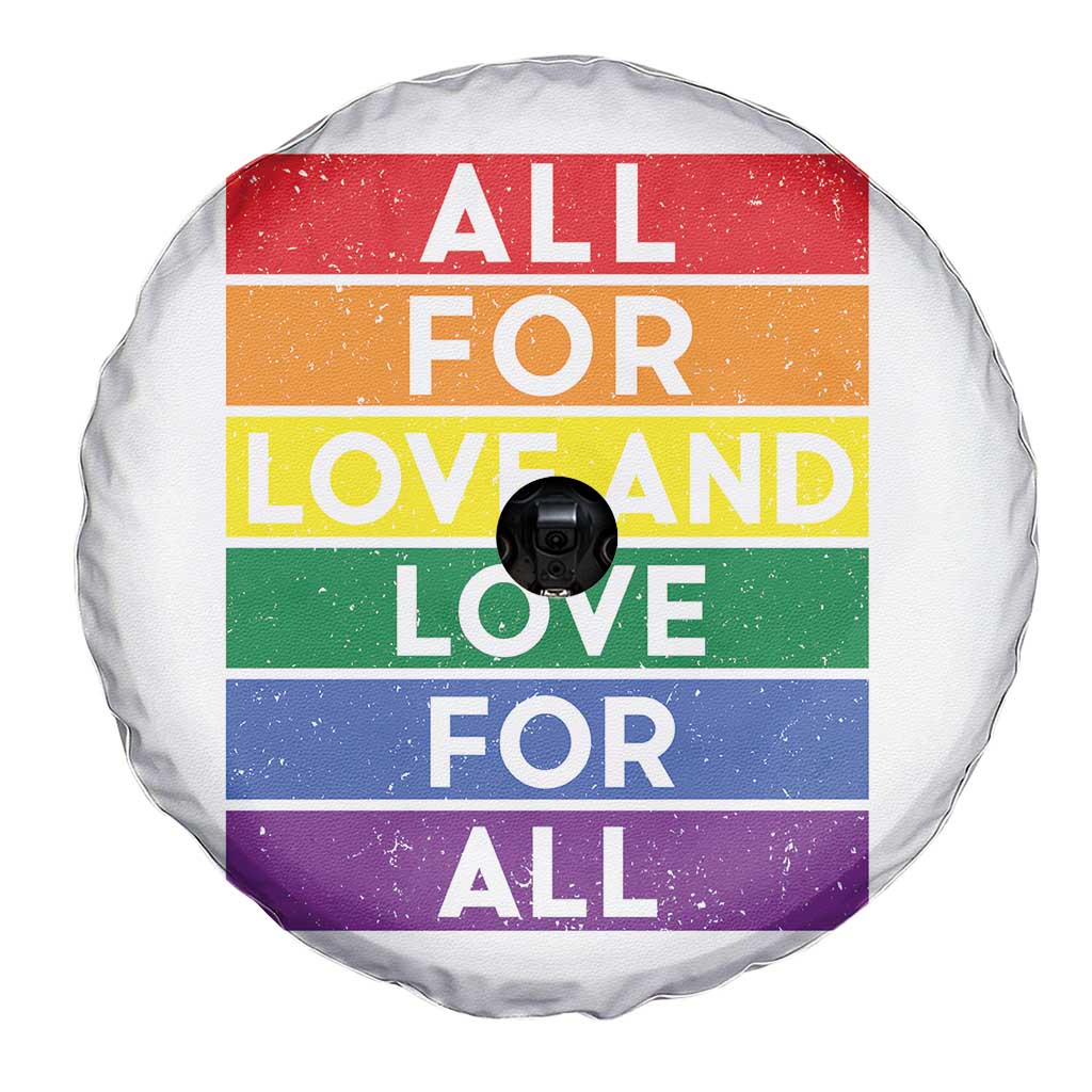 Vintage All For Love And Love For All Spare Tire Cover Pride Month Rainbow Graphic