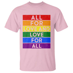 Vintage All For Love And Love For All T Shirt Pride Month Rainbow Graphic