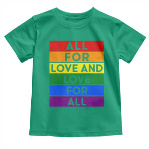 Vintage All For Love And Love For All Toddler T Shirt Pride Month Rainbow Graphic