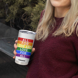 Vintage All For Love And Love For All Tumbler Cup Pride Month Rainbow Graphic TS12 Print Your Wear