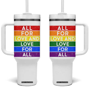 Vintage All For Love And Love For All Tumbler With Handle Pride Month Rainbow Graphic TS12 One Size: 40 oz White Print Your Wear