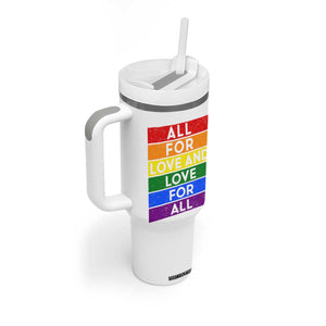 Vintage All For Love And Love For All Tumbler With Handle Pride Month Rainbow Graphic TS12 Print Your Wear