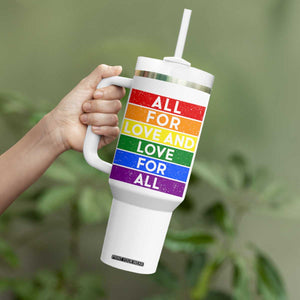 Vintage All For Love And Love For All Tumbler With Handle Pride Month Rainbow Graphic TS12 Print Your Wear