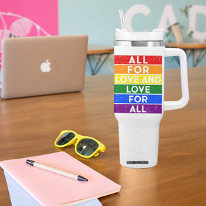 Vintage All For Love And Love For All Tumbler With Handle Pride Month Rainbow Graphic TS12 Print Your Wear