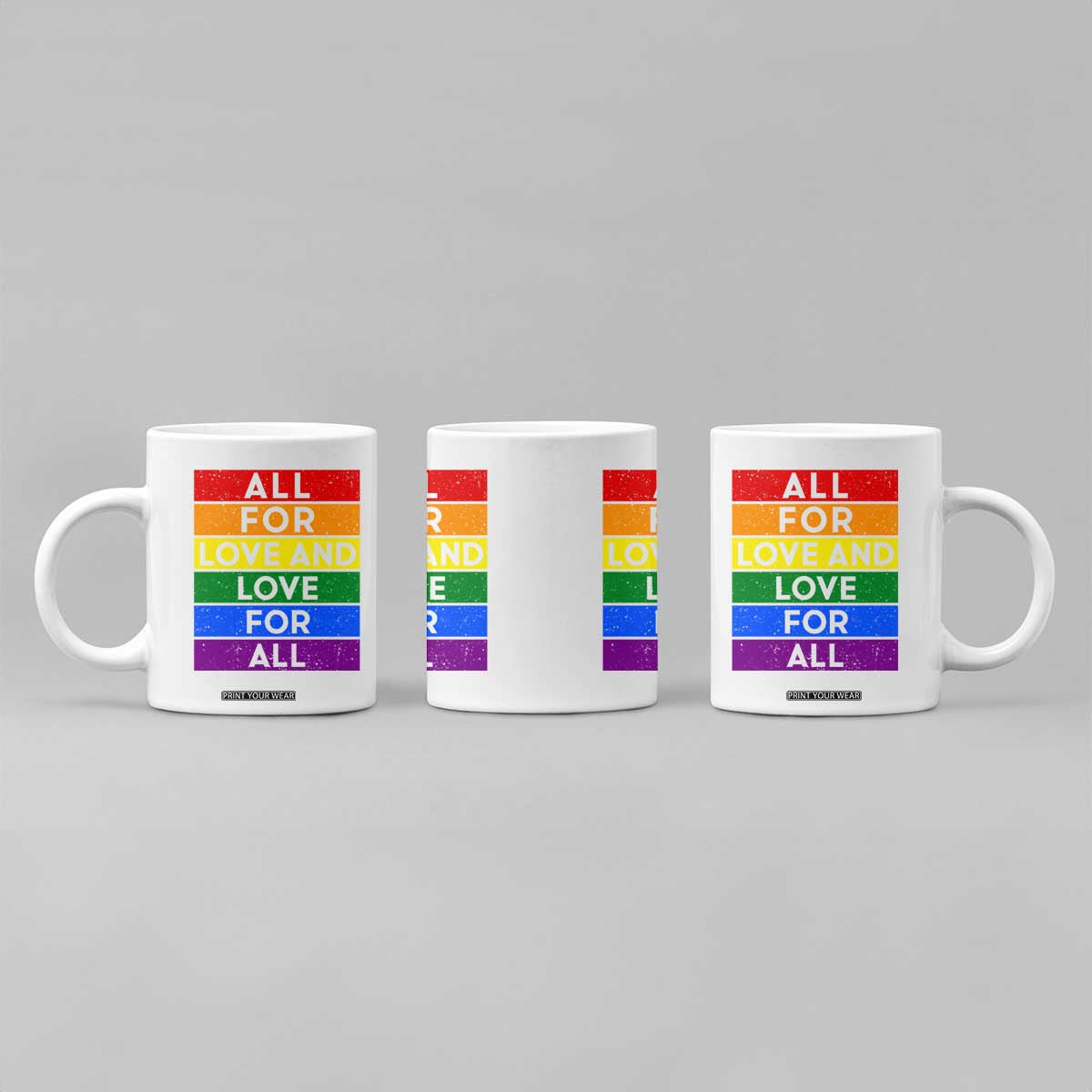 Vintage All For Love And Love For All Coffee Mug Pride Month Rainbow Graphic TS12 Print Your Wear