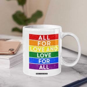 Vintage All For Love And Love For All Coffee Mug Pride Month Rainbow Graphic TS12 Print Your Wear