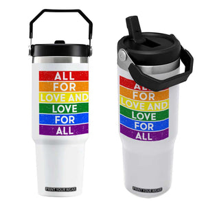 Vintage All For Love And Love For All Flip Straw Tumbler Pride Month Rainbow Graphic TS12 One Size: 30 oz White Print Your Wear