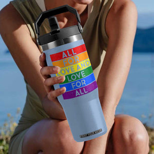 Vintage All For Love And Love For All Flip Straw Tumbler Pride Month Rainbow Graphic TS12 One Size: 30 oz Light Blue Print Your Wear