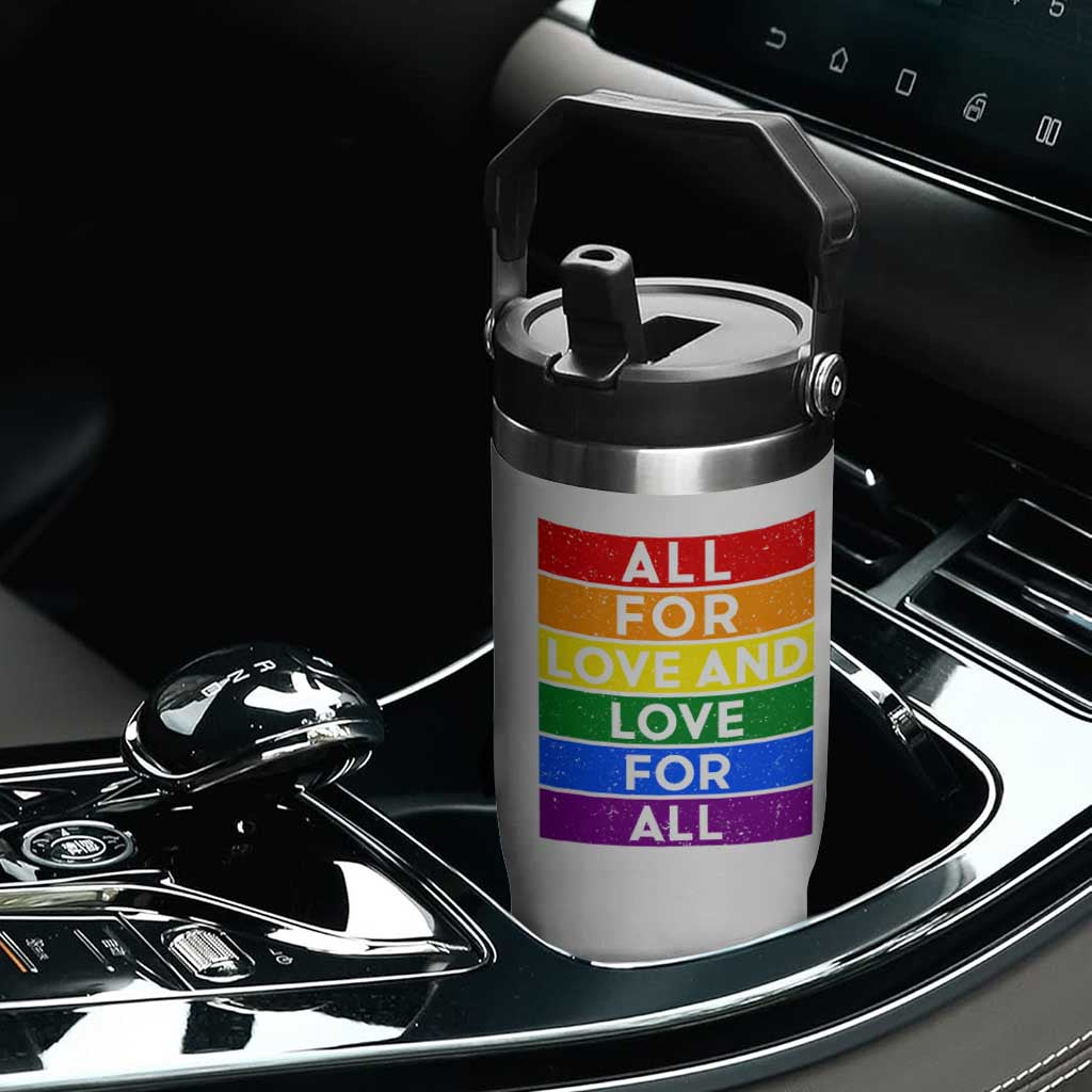Vintage All For Love And Love For All Flip Straw Tumbler Pride Month Rainbow Graphic TS12 Print Your Wear