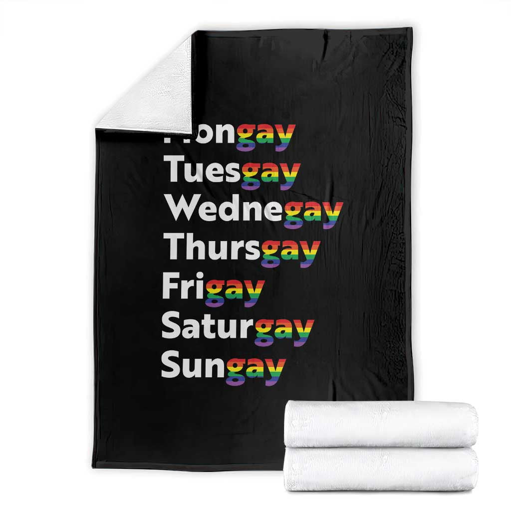 Rainbow Days Of The Week Mongay Tuesgay Throw Blanket Funny LGBT Pride Month