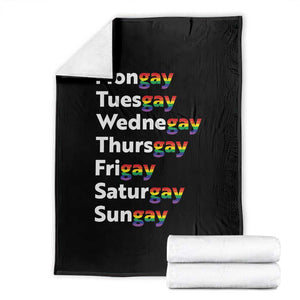 Rainbow Days Of The Week Mongay Tuesgay Throw Blanket Funny LGBT Pride Month