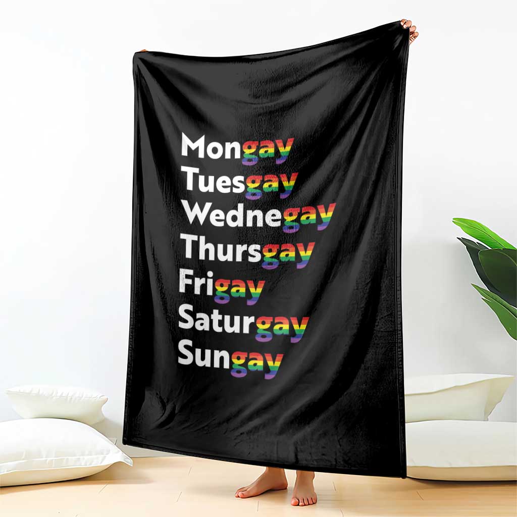 Rainbow Days Of The Week Mongay Tuesgay Throw Blanket Funny LGBT Pride Month