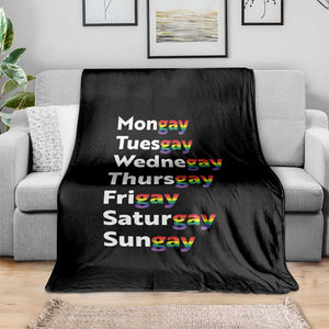 Rainbow Days Of The Week Mongay Tuesgay Throw Blanket Funny LGBT Pride Month