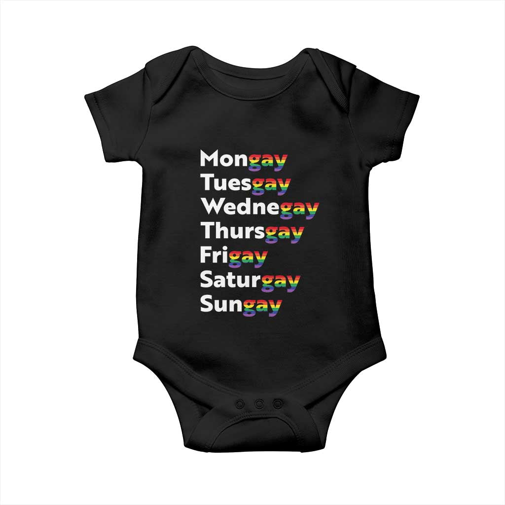 Rainbow Days Of The Week Mongay Tuesgay Baby Onesie Funny LGBT Pride Month
