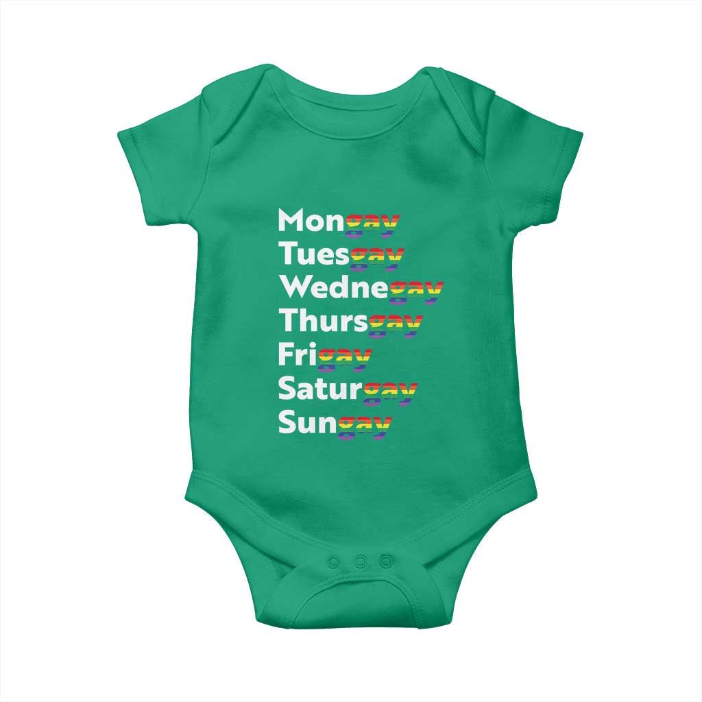 Rainbow Days Of The Week Mongay Tuesgay Baby Onesie Funny LGBT Pride Month