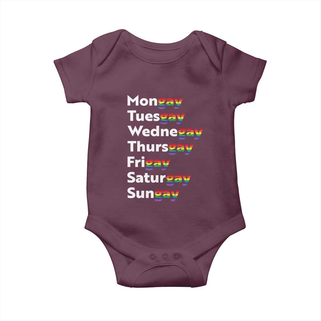 Rainbow Days Of The Week Mongay Tuesgay Baby Onesie Funny LGBT Pride Month
