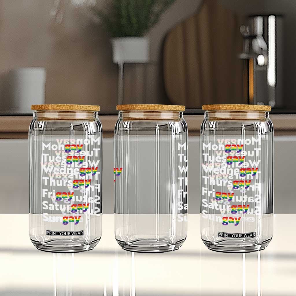 Rainbow Days Of The Week Mongay Tuesgay Glass Can Funny LGBT Pride Month