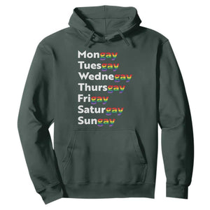 Rainbow Days Of The Week Mongay Tuesgay Hoodie Funny LGBT Pride Month TS12 Dark Forest Green Print Your Wear