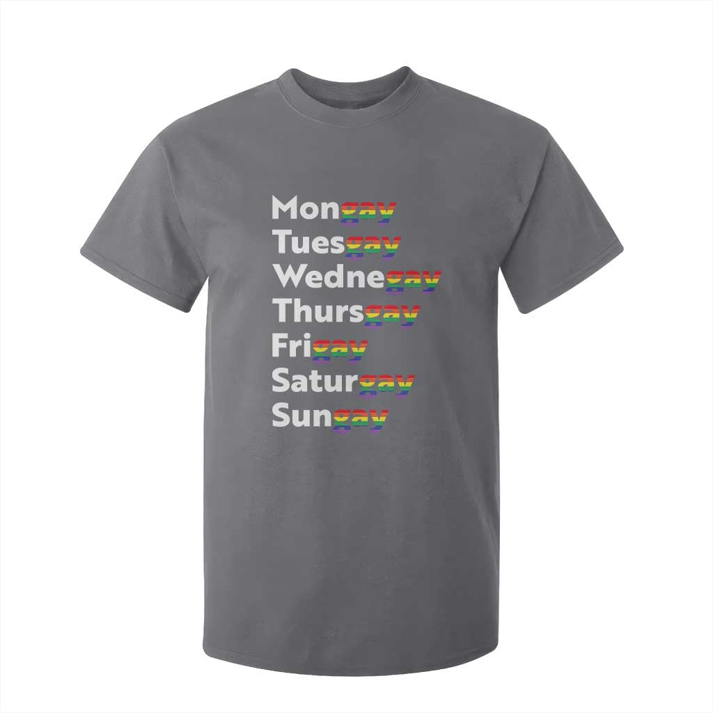 Rainbow Days Of The Week Mongay Tuesgay T Shirt For Kid Funny LGBT Pride Month TS12 Charcoal Print Your Wear
