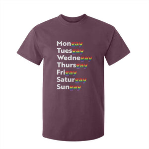 Rainbow Days Of The Week Mongay Tuesgay T Shirt For Kid Funny LGBT Pride Month TS12 Maroon Print Your Wear