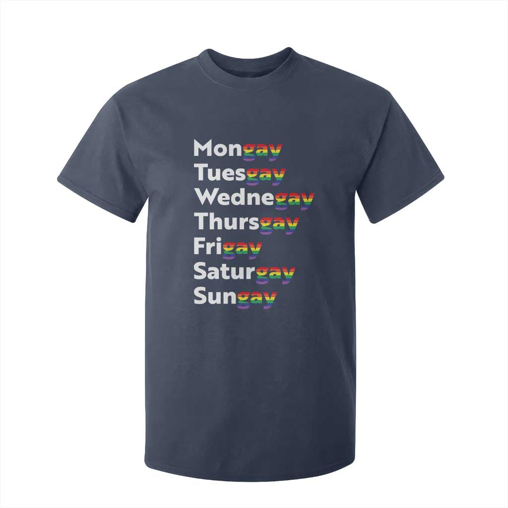 Rainbow Days Of The Week Mongay Tuesgay T Shirt For Kid Funny LGBT Pride Month TS12 Navy Print Your Wear
