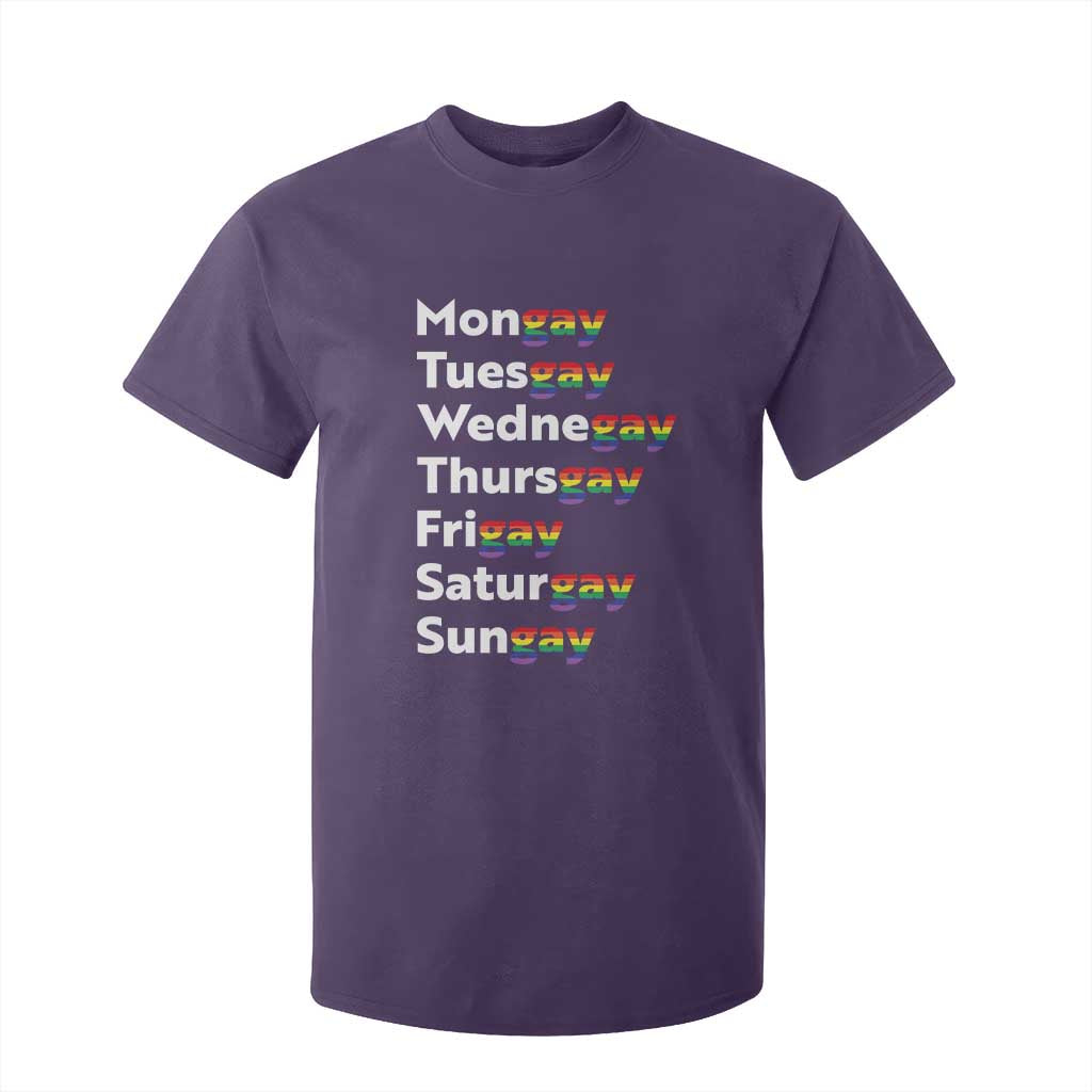 Rainbow Days Of The Week Mongay Tuesgay T Shirt For Kid Funny LGBT Pride Month TS12 Purple Print Your Wear