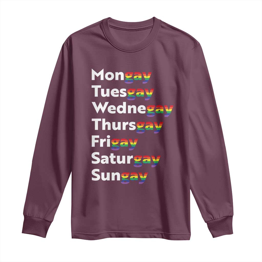 Rainbow Days Of The Week Mongay Tuesgay Long Sleeve Shirt Funny LGBT Pride Month