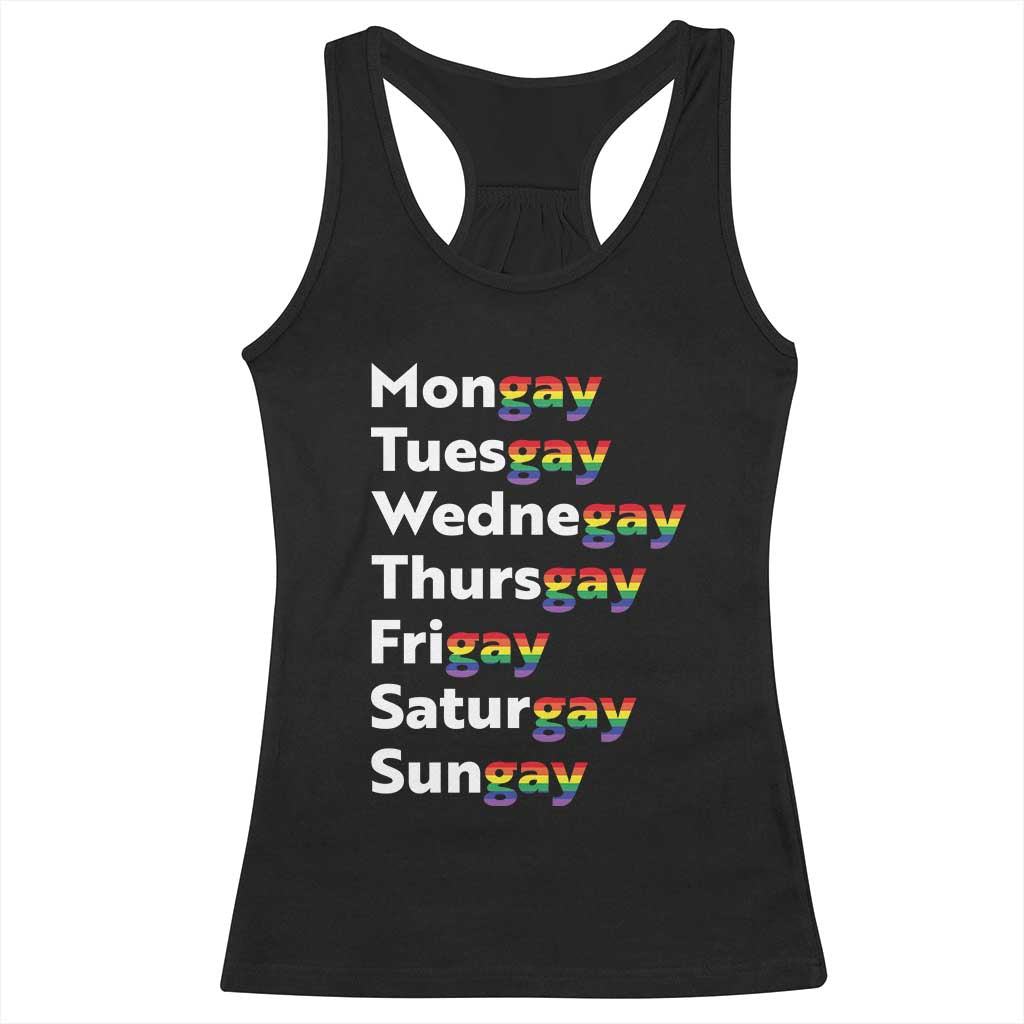 Rainbow Days Of The Week Mongay Tuesgay Racerback Tank Top Funny LGBT Pride Month