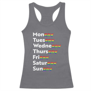 Rainbow Days Of The Week Mongay Tuesgay Racerback Tank Top Funny LGBT Pride Month