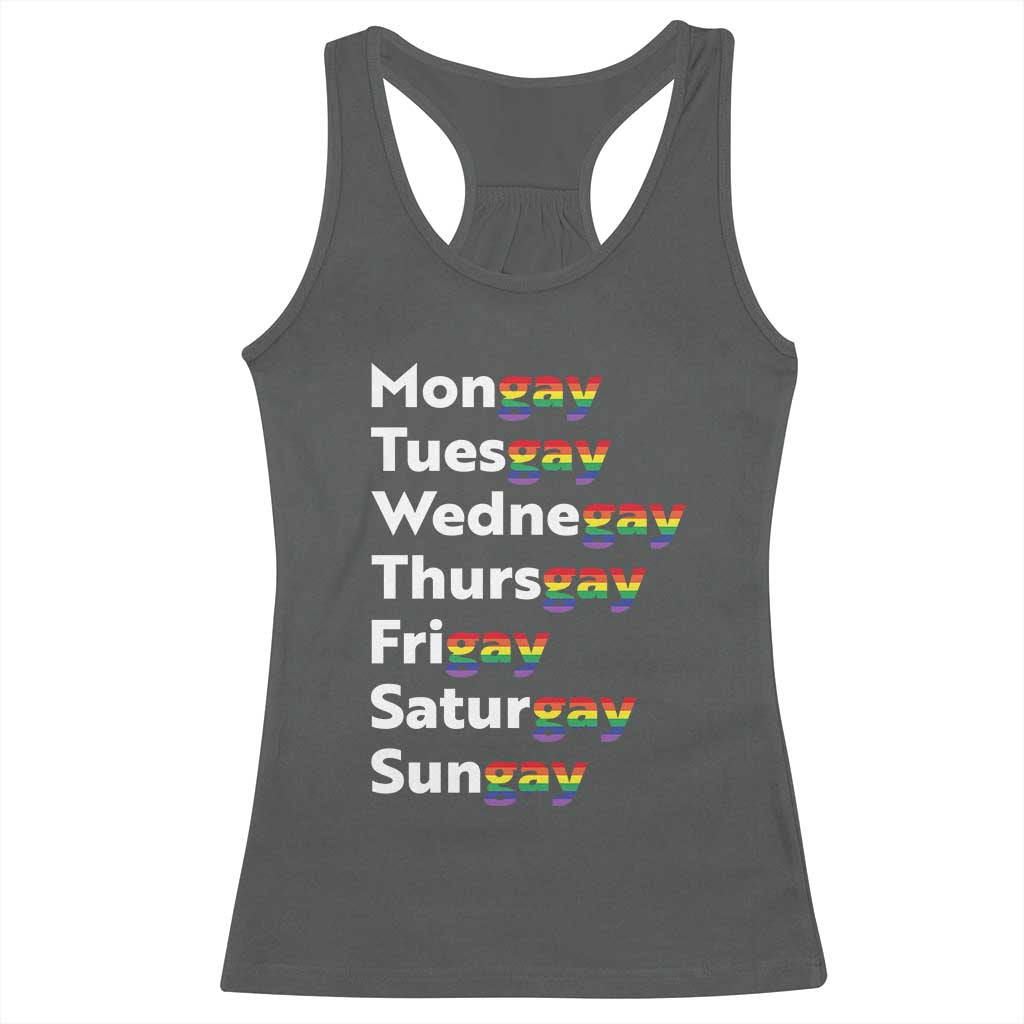 Rainbow Days Of The Week Mongay Tuesgay Racerback Tank Top Funny LGBT Pride Month