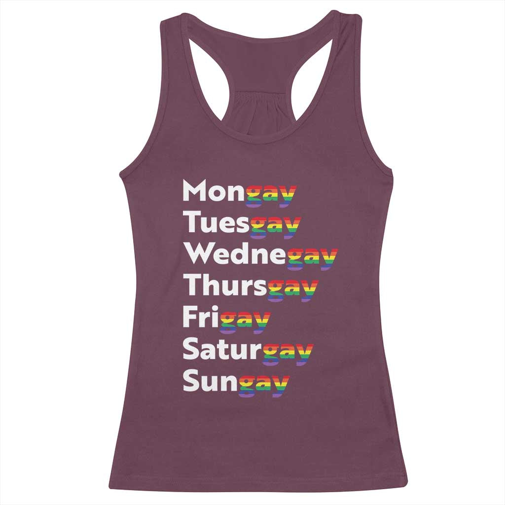 Rainbow Days Of The Week Mongay Tuesgay Racerback Tank Top Funny LGBT Pride Month